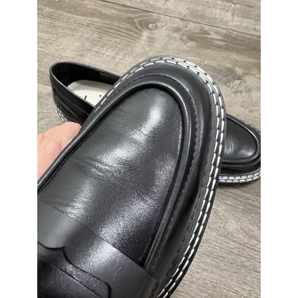 NWOB LAST Matter Black Leather Loafers Size 41 US 10 Chunky Lug Sole Shoes